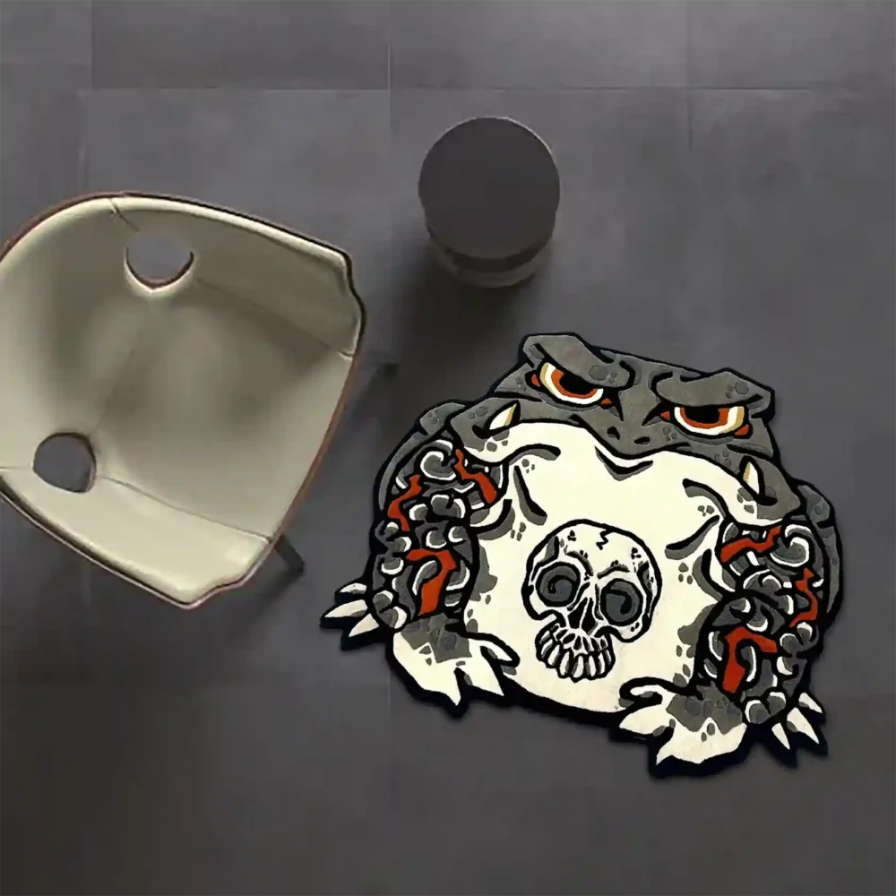Kaeru No Senshi Rug in Living Room – Artistic Samurai Frog Design, Perfect for Home, Studio, or Gaming Setup