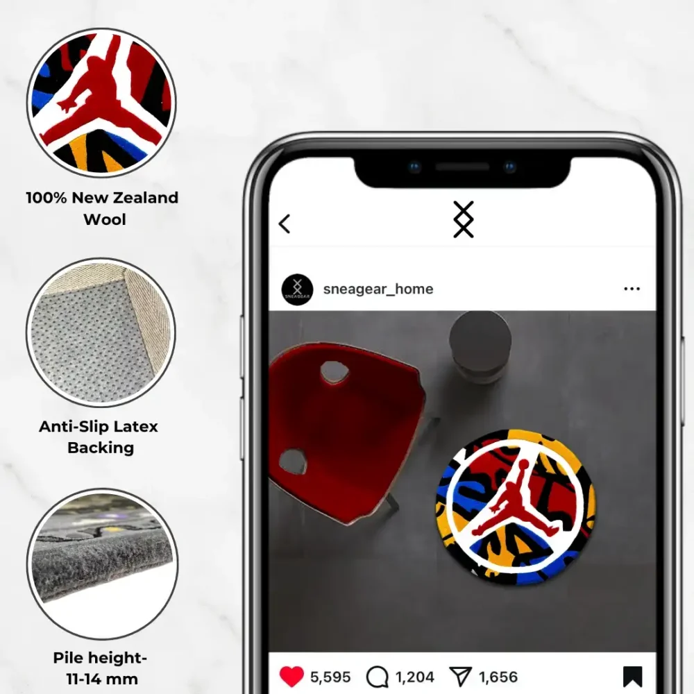 round air jordan_1 Round Air Jordan Logo Rug for Stylish Spaces – Sneagear