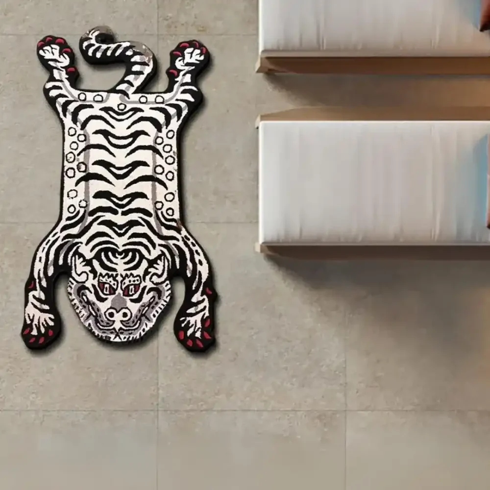 white tibetan tiger rug
