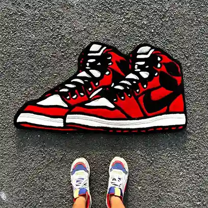 Custom AJ Sneaker Pair rug with iconic Air Jordan design