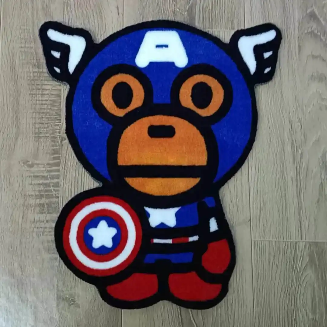 captain america monkey ape area rug Captain America Monkey Ape Rug displayed in a modern living room setting.