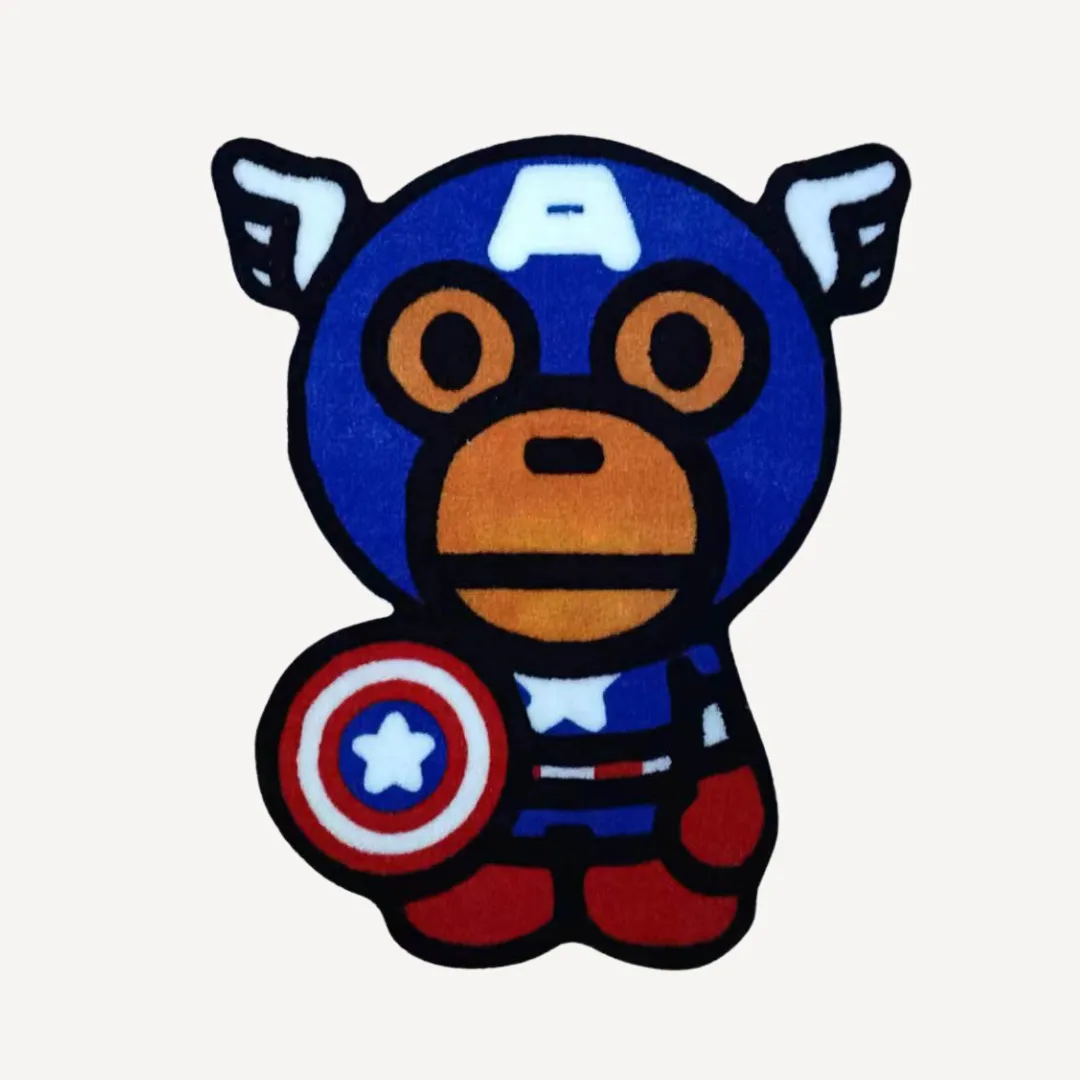 captain america monkey ape rug Captain America Monkey Ape Rug displayed in a modern living room setting.