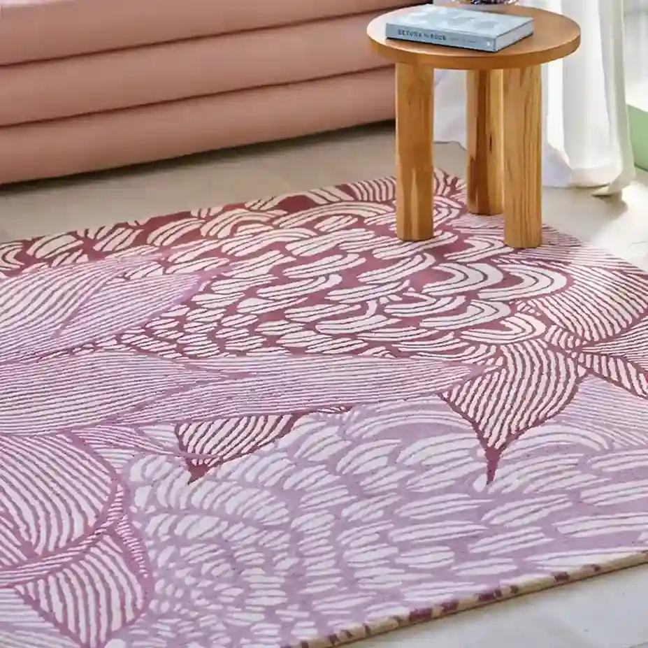 Cascade Wool Pink Rug in multiple sizes – 3 x 5 ft, 5 x 7 ft, 7 x 9 ft