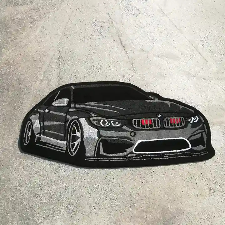 Performance-themed hand-tufted rug made from New Zealand wool