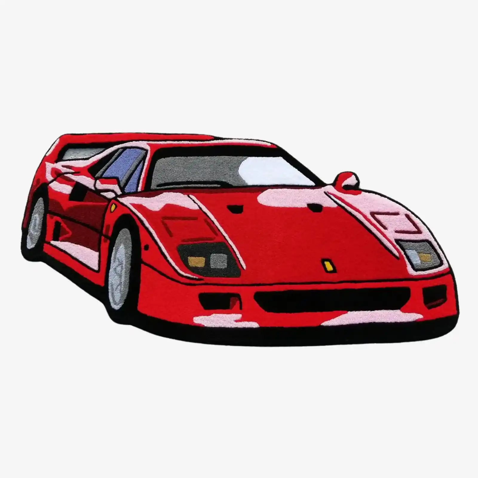 Custom Tufted Car Rug inspired by iconic supercar aesthetics