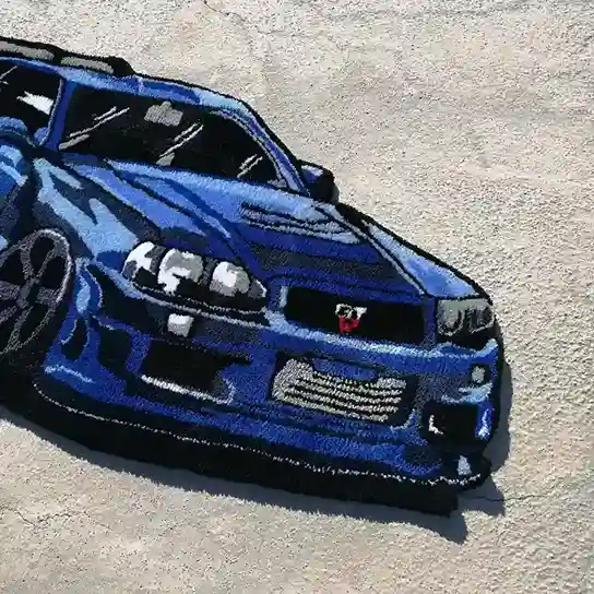 Custom R34 Floor Rug for Garage and Game Room Decor