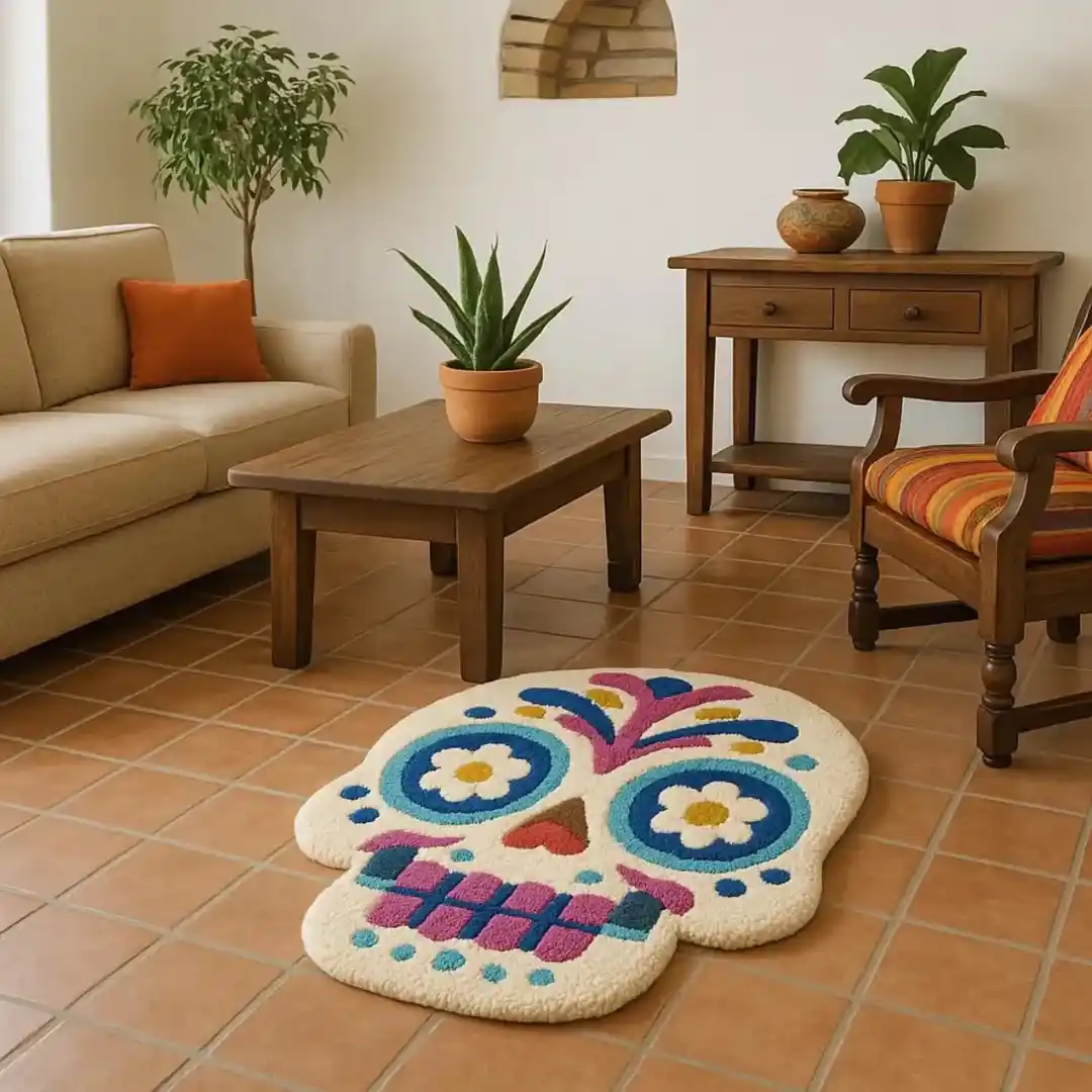 Mexican Skull Rug – Colorful Day of the Dead Inspired Decor