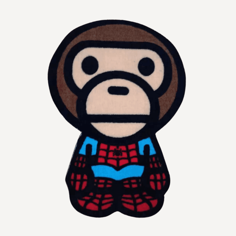 spider man mokey ape rug Spider-Man Monkey Ape Rug on modern wooden floor – urban room setup