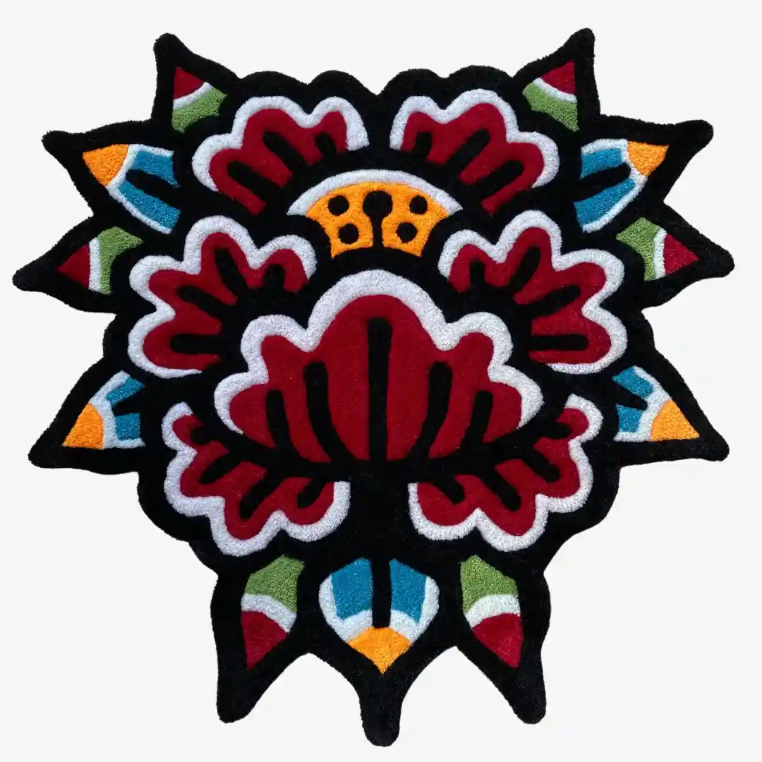 Traditional Rose Tattoo Rug