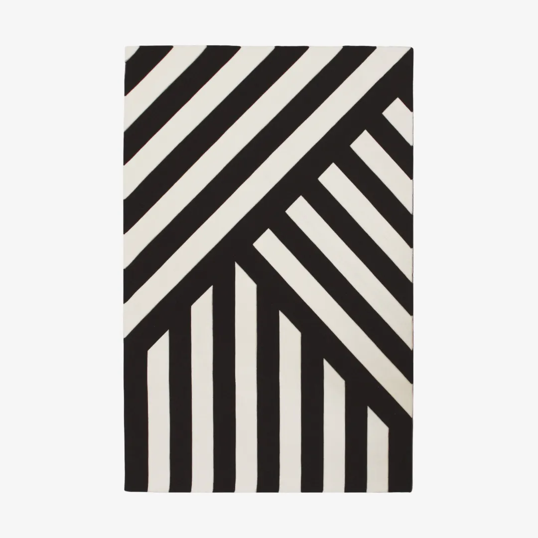 black and white hand tufted rug