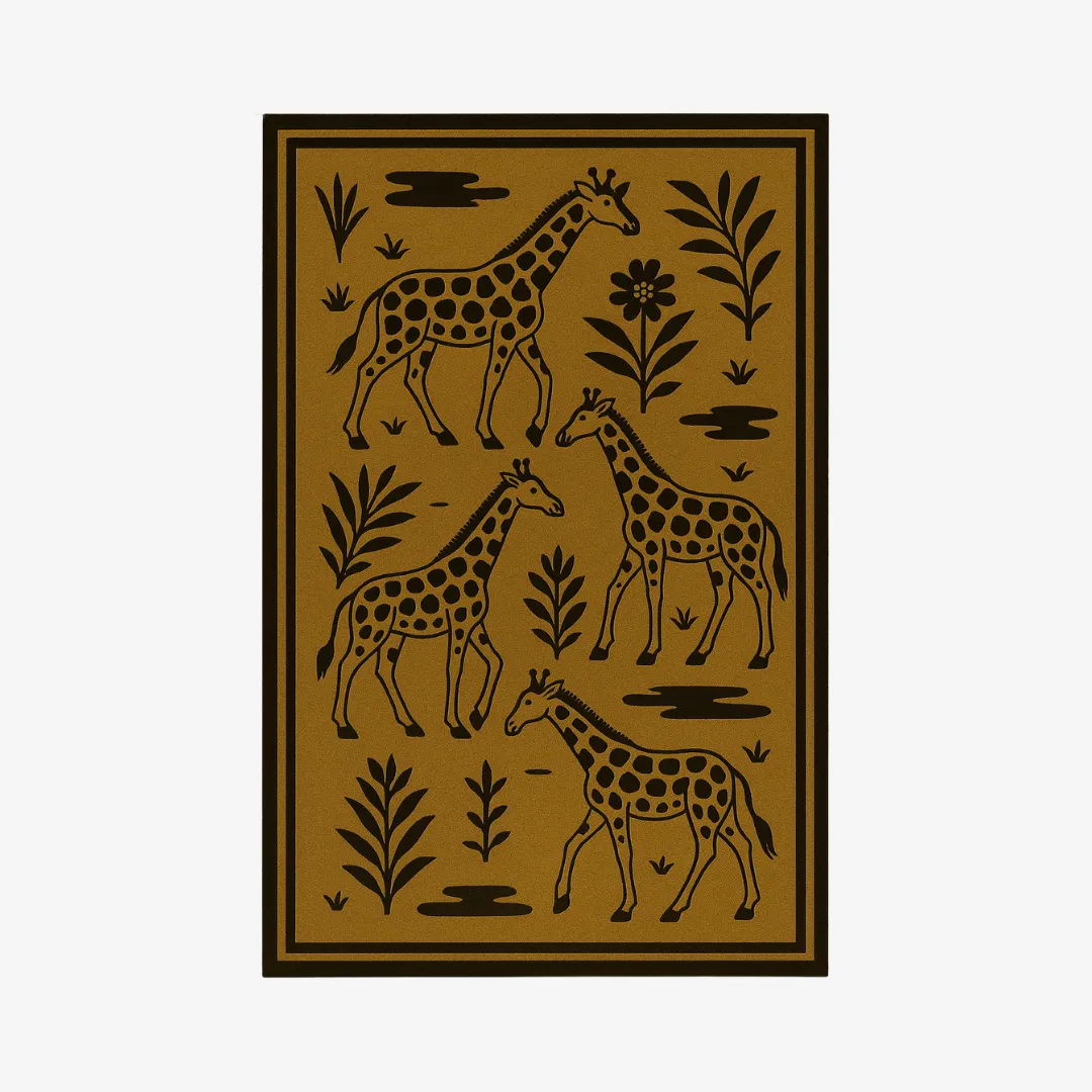 Brown Giraffes Tufted Rug
