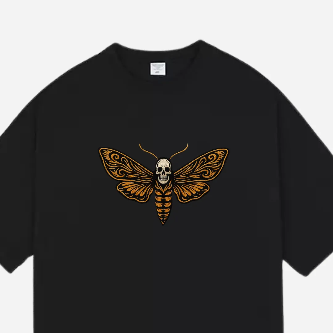 death moth embroidered tee