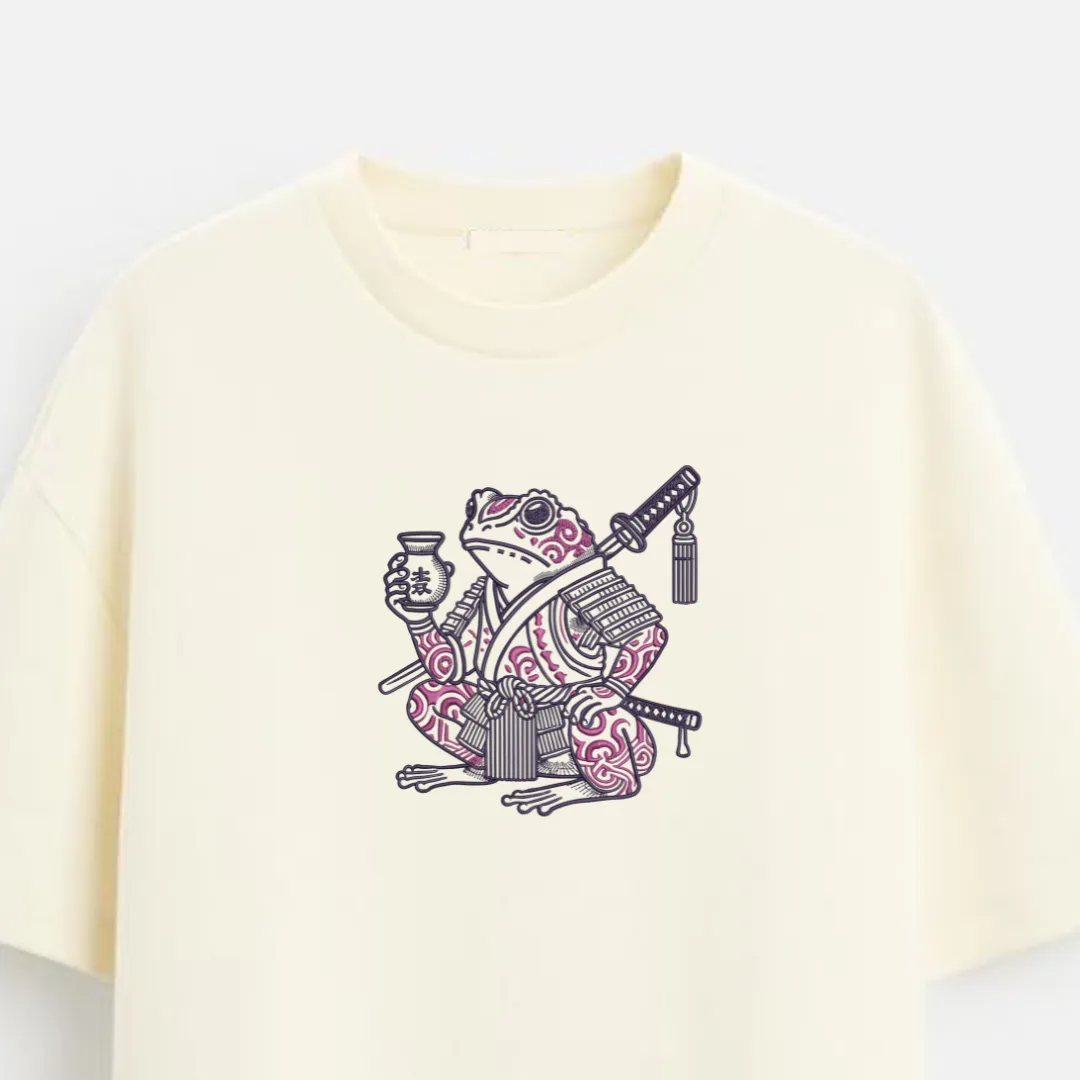 frog samurai embroidered tee