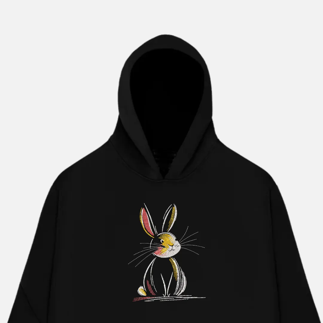 Funny Rabbit Embroidered Hoodie Funny Rabbit Embroidered Hoodie