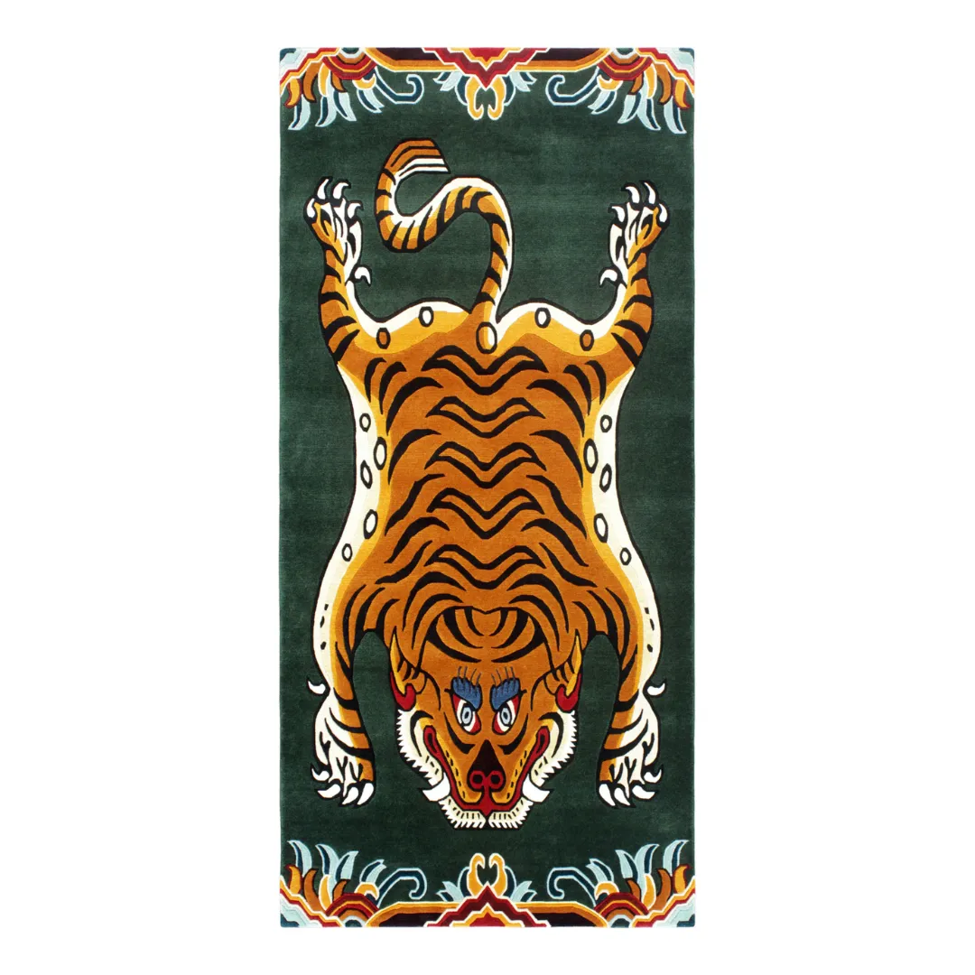 Green Nepal Tibetan Tiger Rug