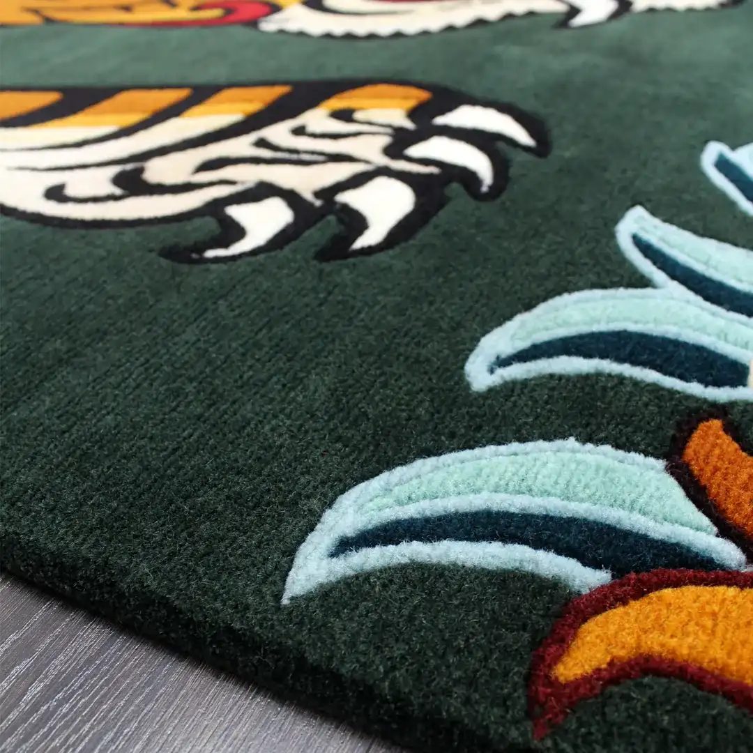 Green Nepal Tibetan Tiger Rug