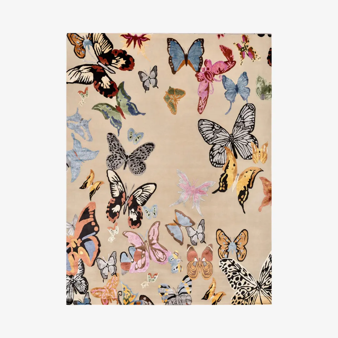monarch butterfly white hand tufted rug