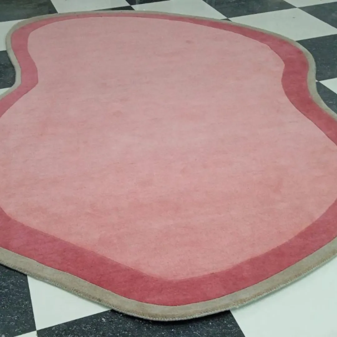 pink blossom irregular hand tufted rug