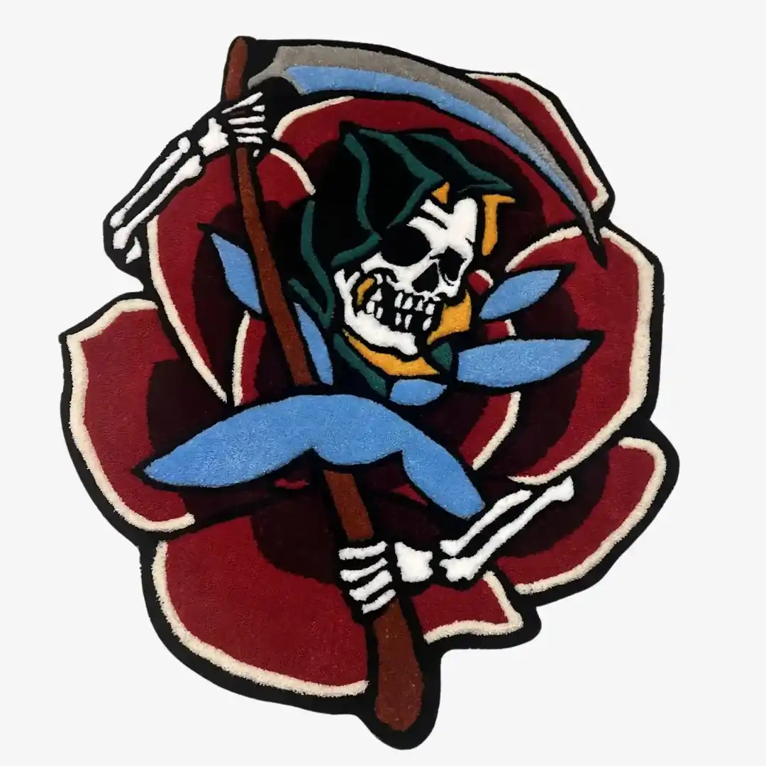 reaper rose tattoo rug