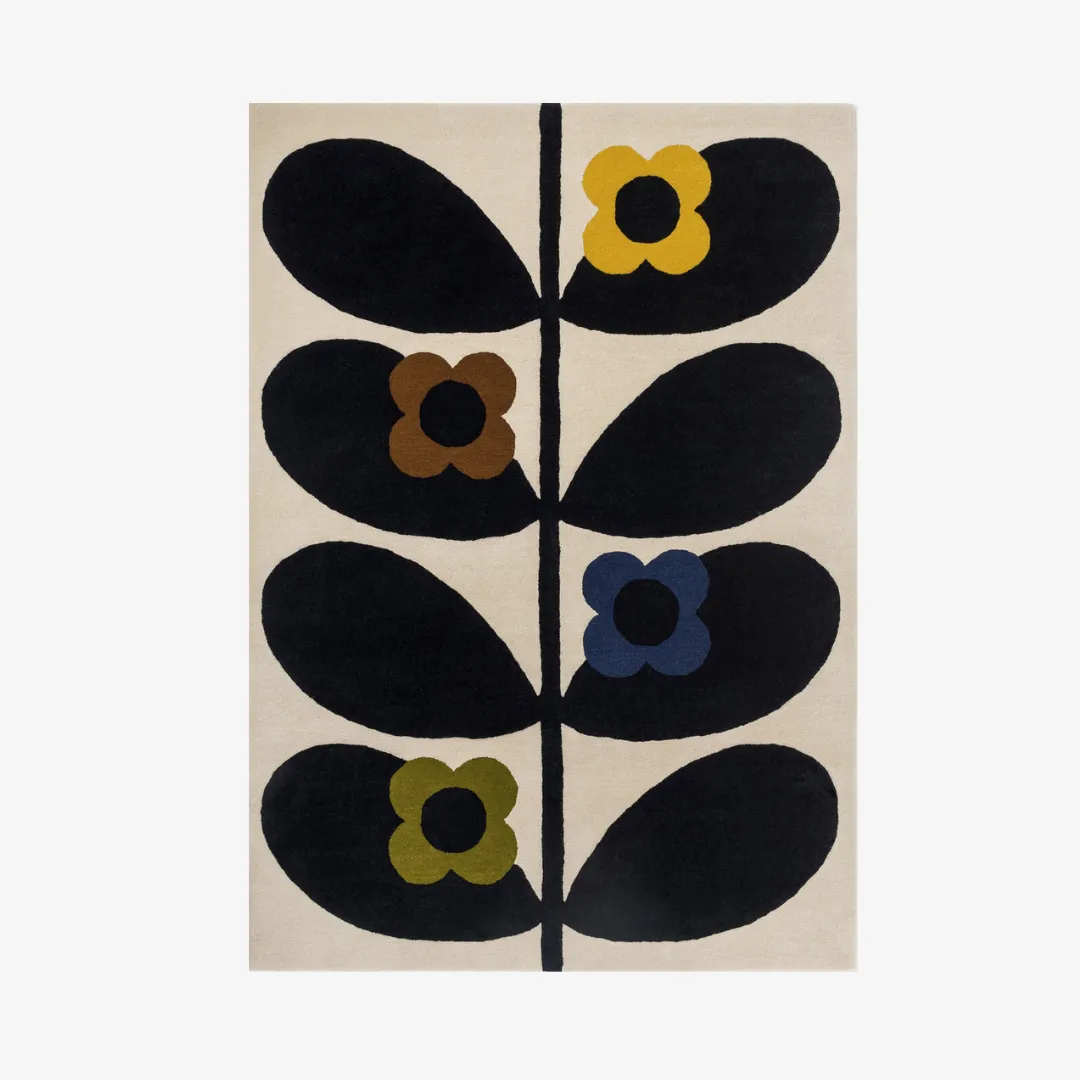 retro floral hand tufted rug