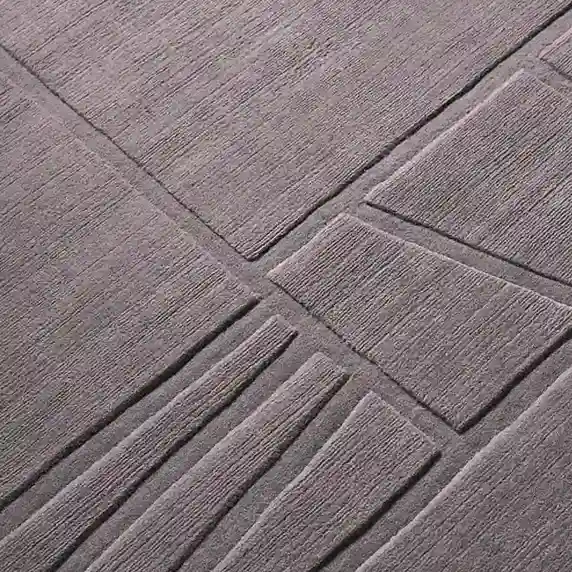 solid brown grooved hand tufted rug