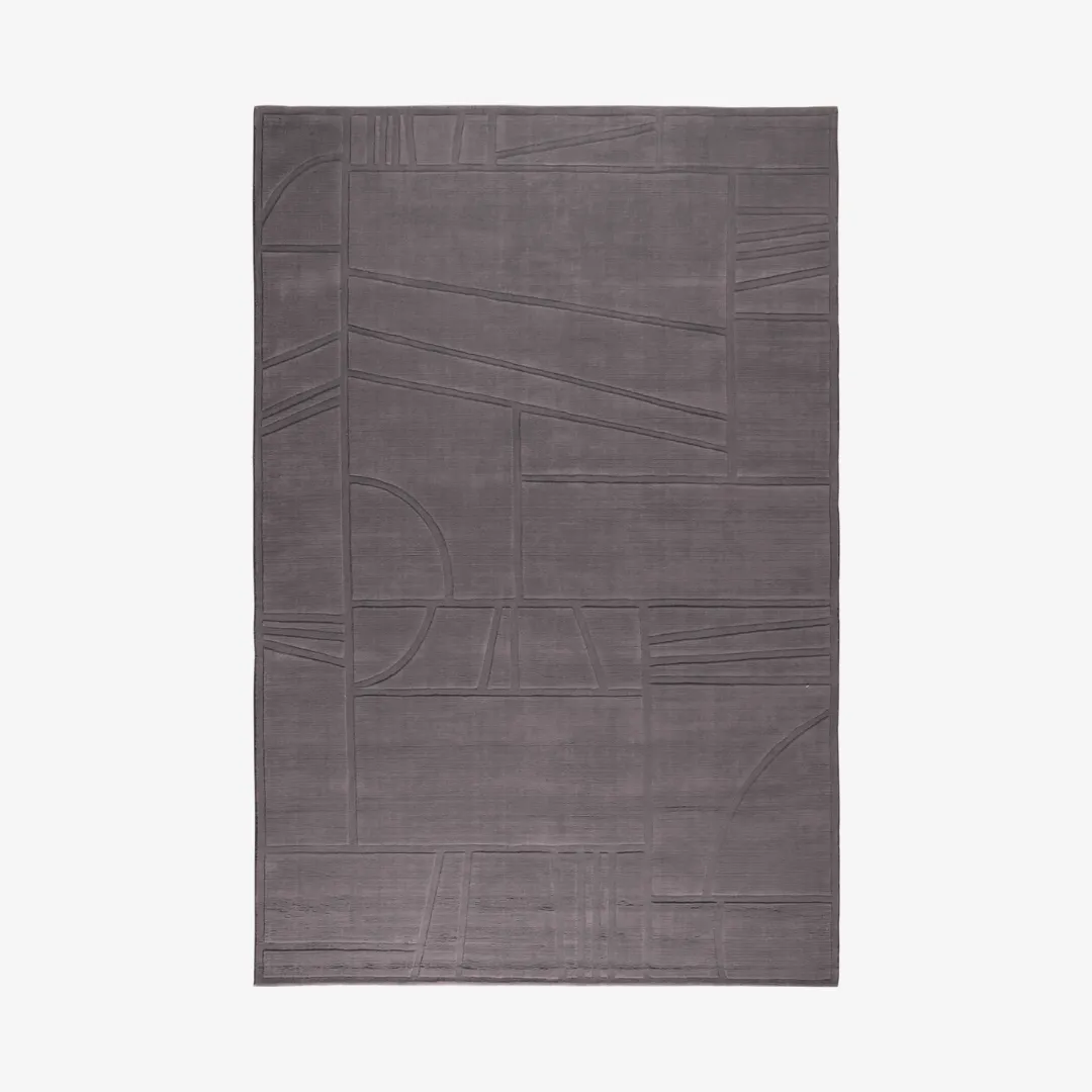 solid brown grooved hand tufted rug