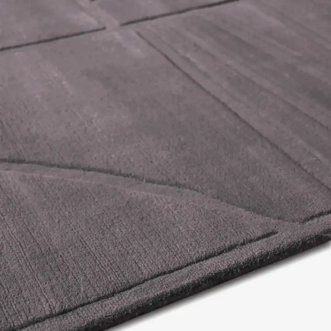 solid brown grooved hand tufted rug