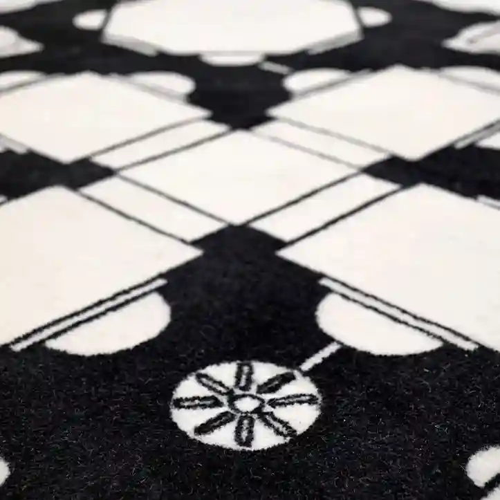 temple grid white hand tufted rug