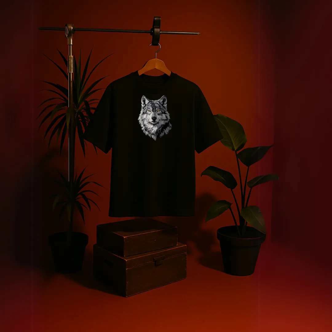 White Wolf Embroidered Tee