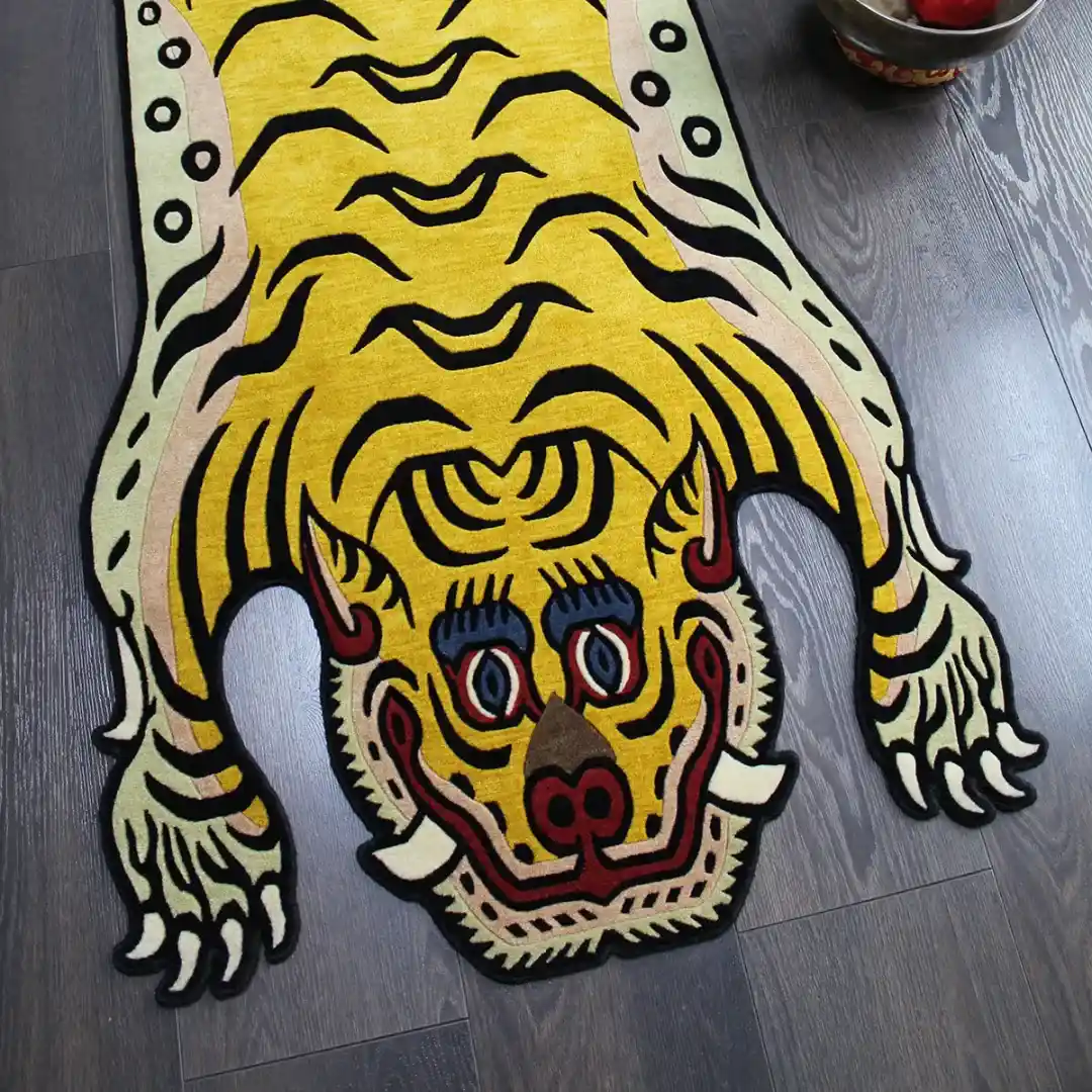 Yellow Tibetan Tiger Rug - Image 3