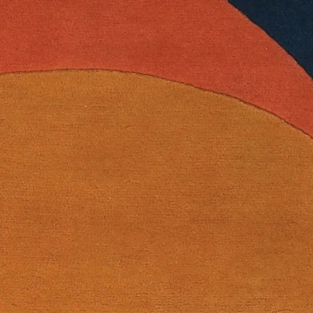 Hand-tufted wool texture showing colorful curves and loops