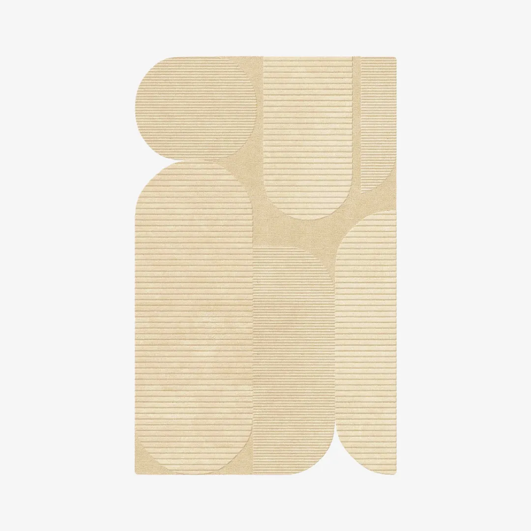 Grove Grid Beige Rug with sculpted modern design