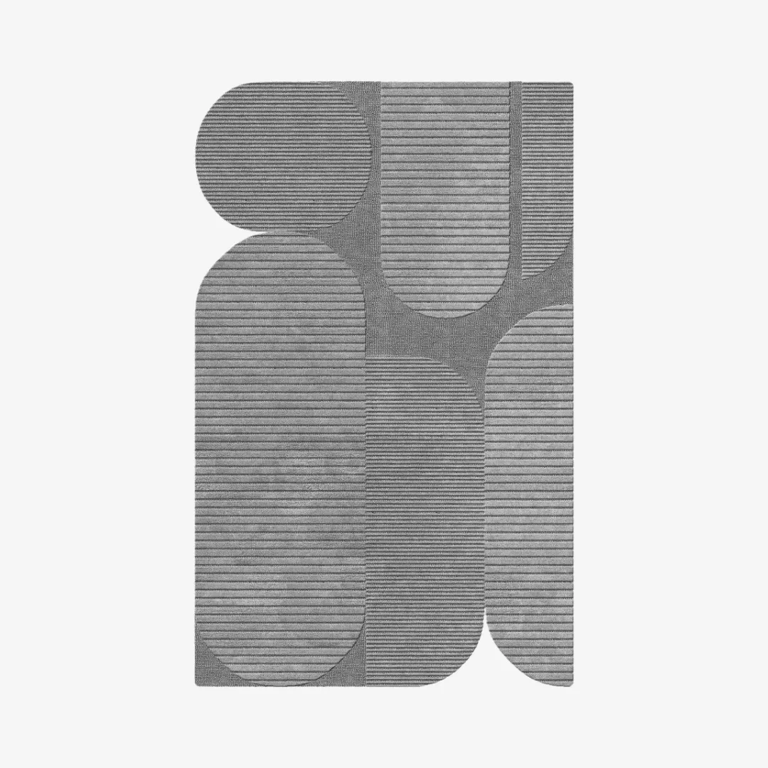 Grove Grid Gray Rug with sculpted pattern and texture