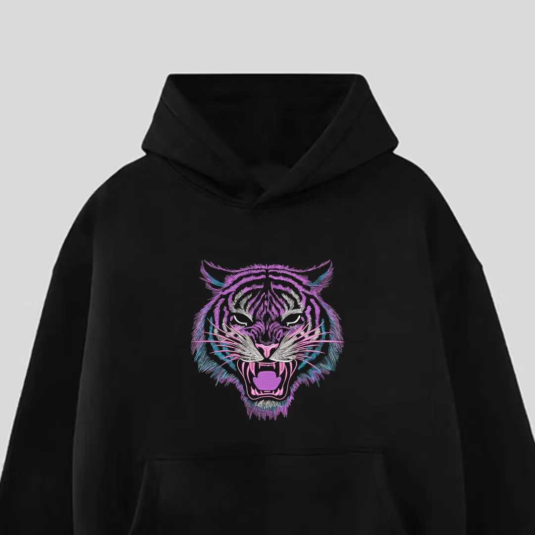 Neon Tiger Embroidered Hoodie Neon Tiger Embroidered Hoodie