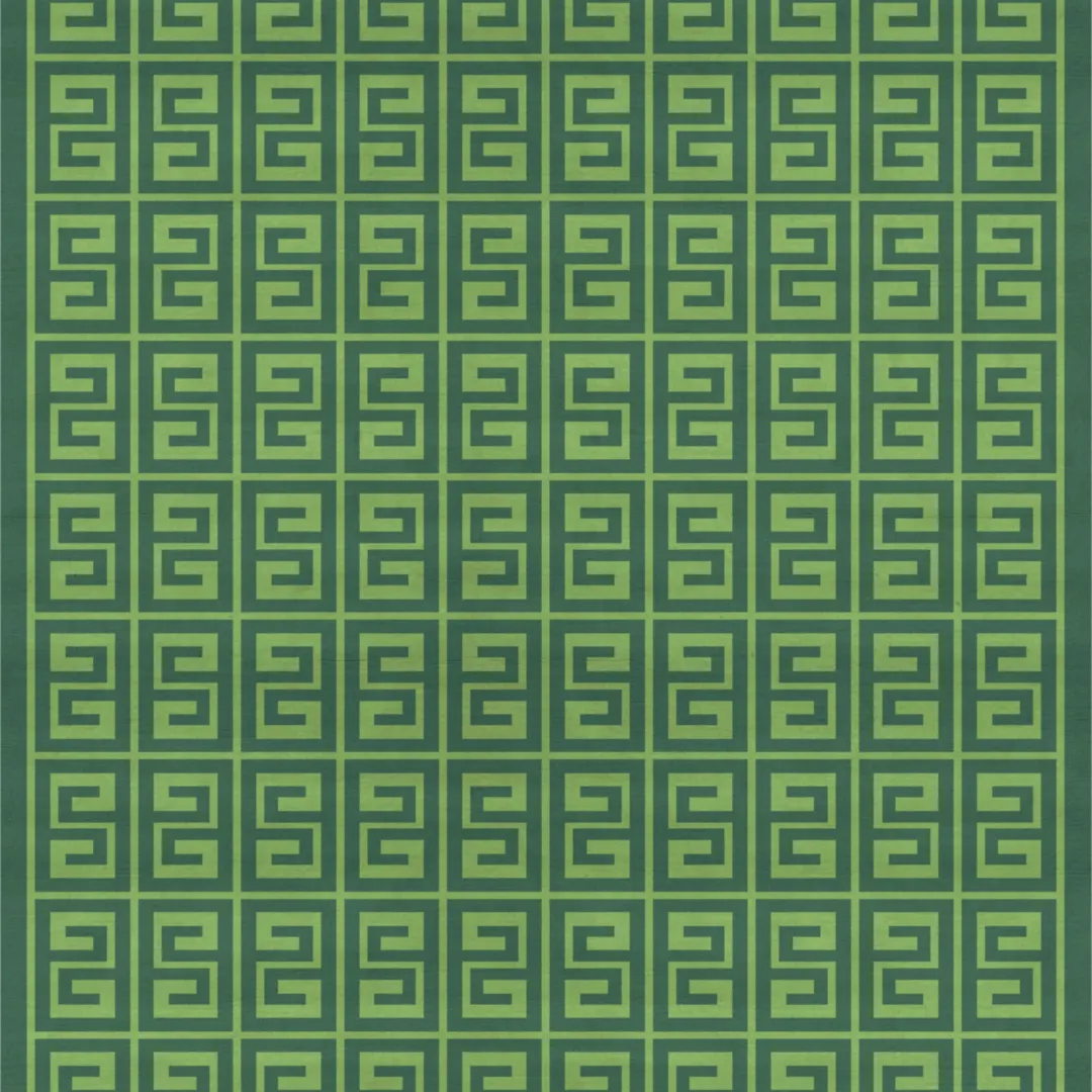 Close-up of maze-like motif on wool area rug