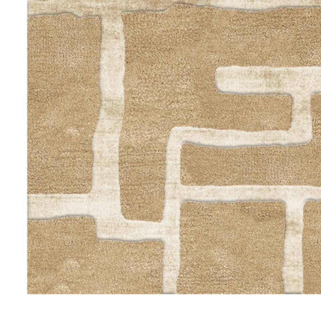 Soft hand-tufted beige rug texture with subtle sheen