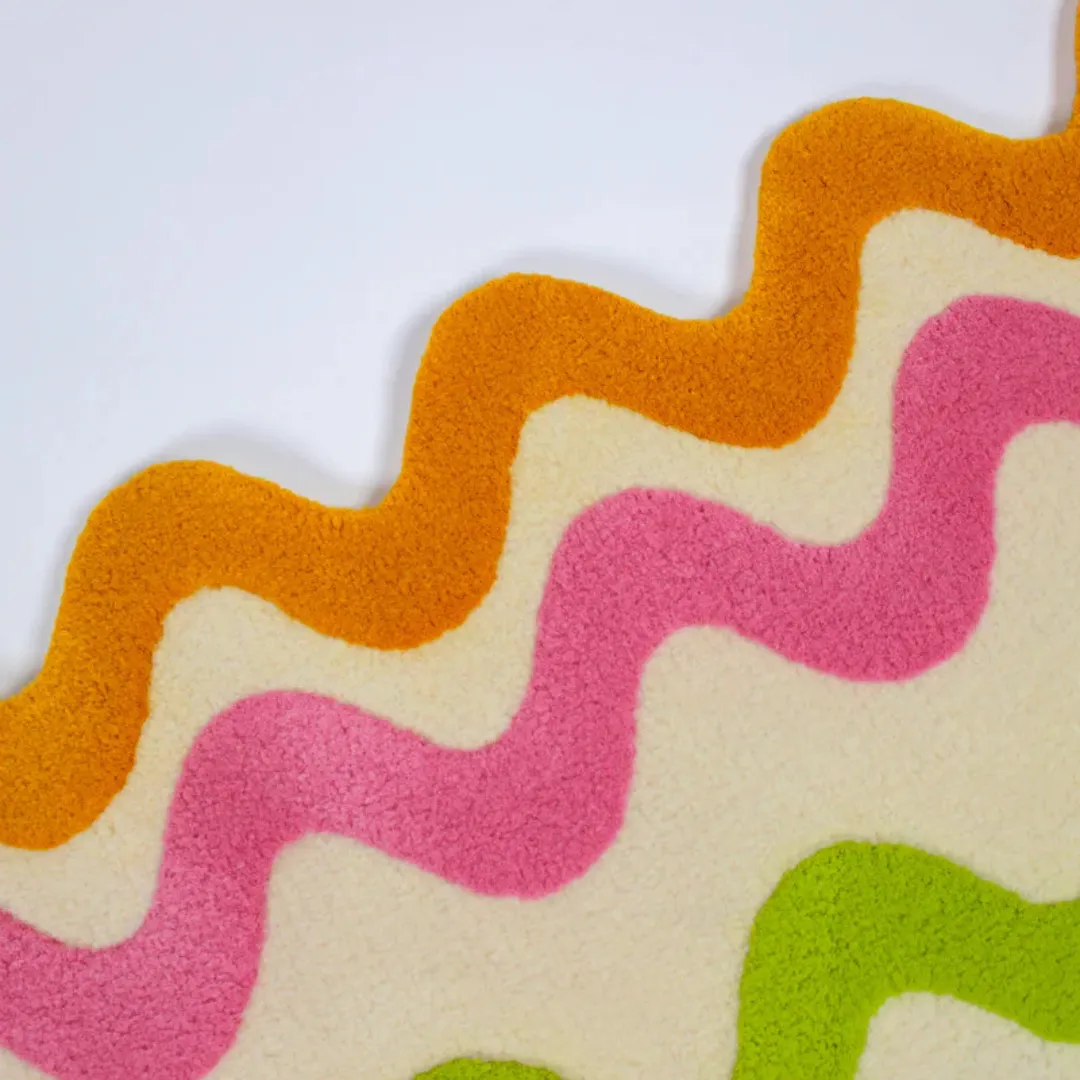 Wool texture with orange, blue, green, and pink waves