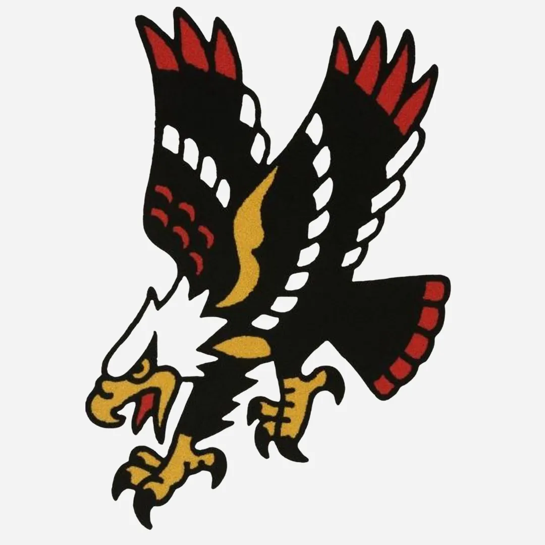 Hand tufted flying eagle tattoo rug