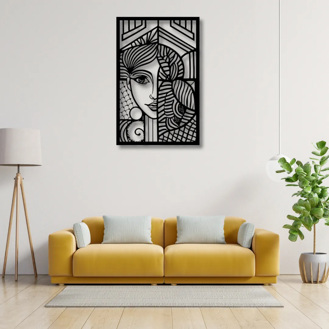 Cubist Muse Silhouette Cubist Muse metal wall decor with abstract woman face design