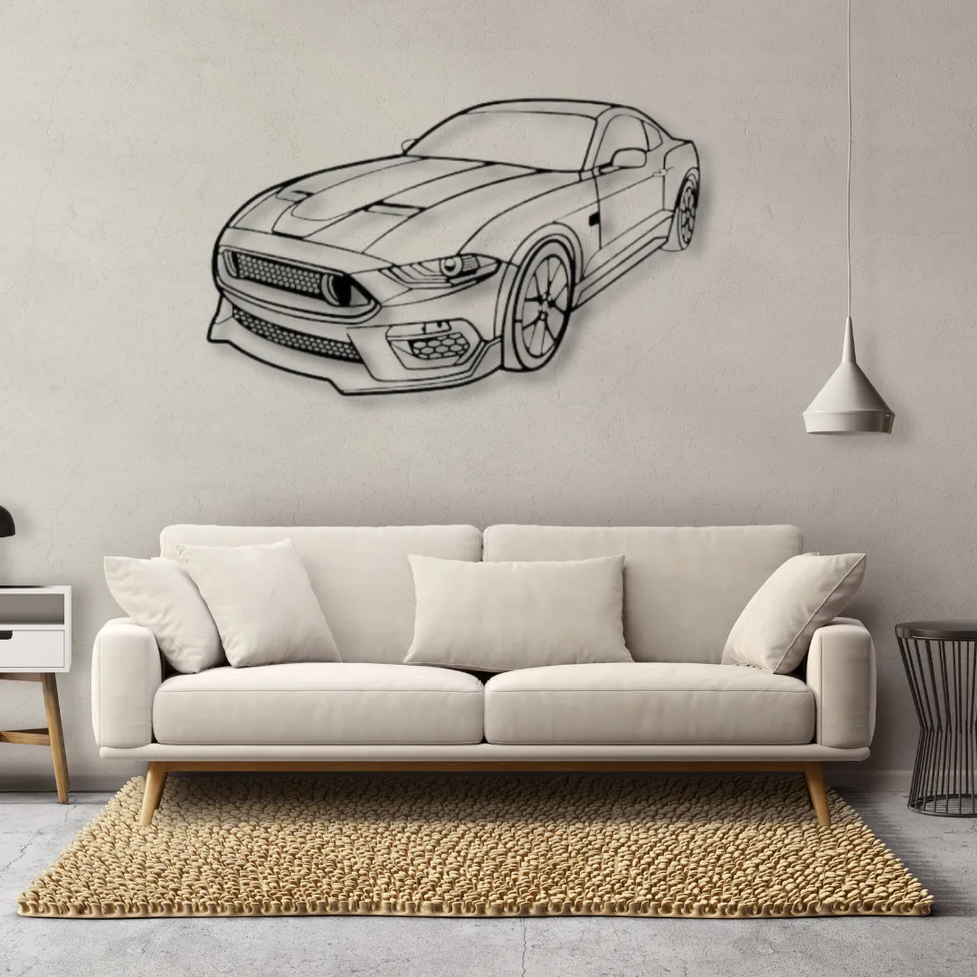 Ford Mustang GT Silhouettes Mustang GT side view, custom car metal art for automotive enthusiasts.