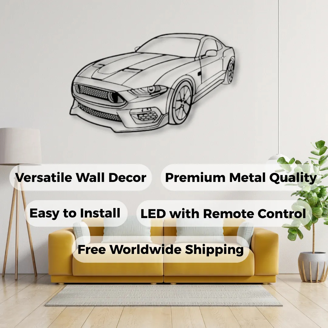 Ford Mustang Custom Ford Mustang GT side profile metal sign for car lovers.