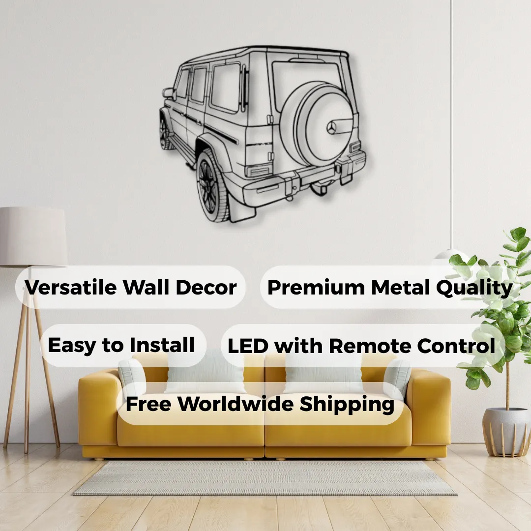 G-Wagon Custom metal sign featuring rear view of Mercedes G-Wagon.