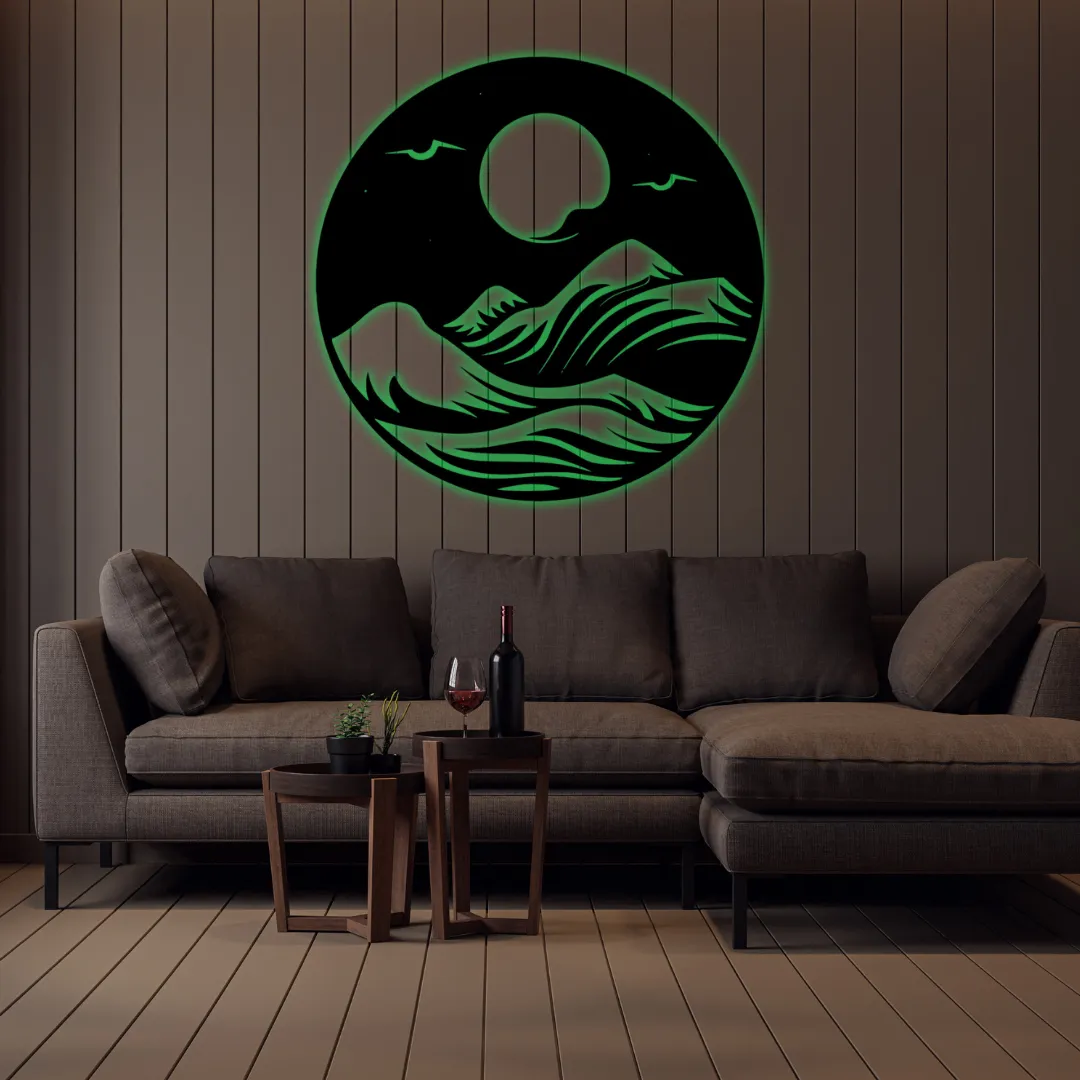 Green Serenity Waves Silhouette