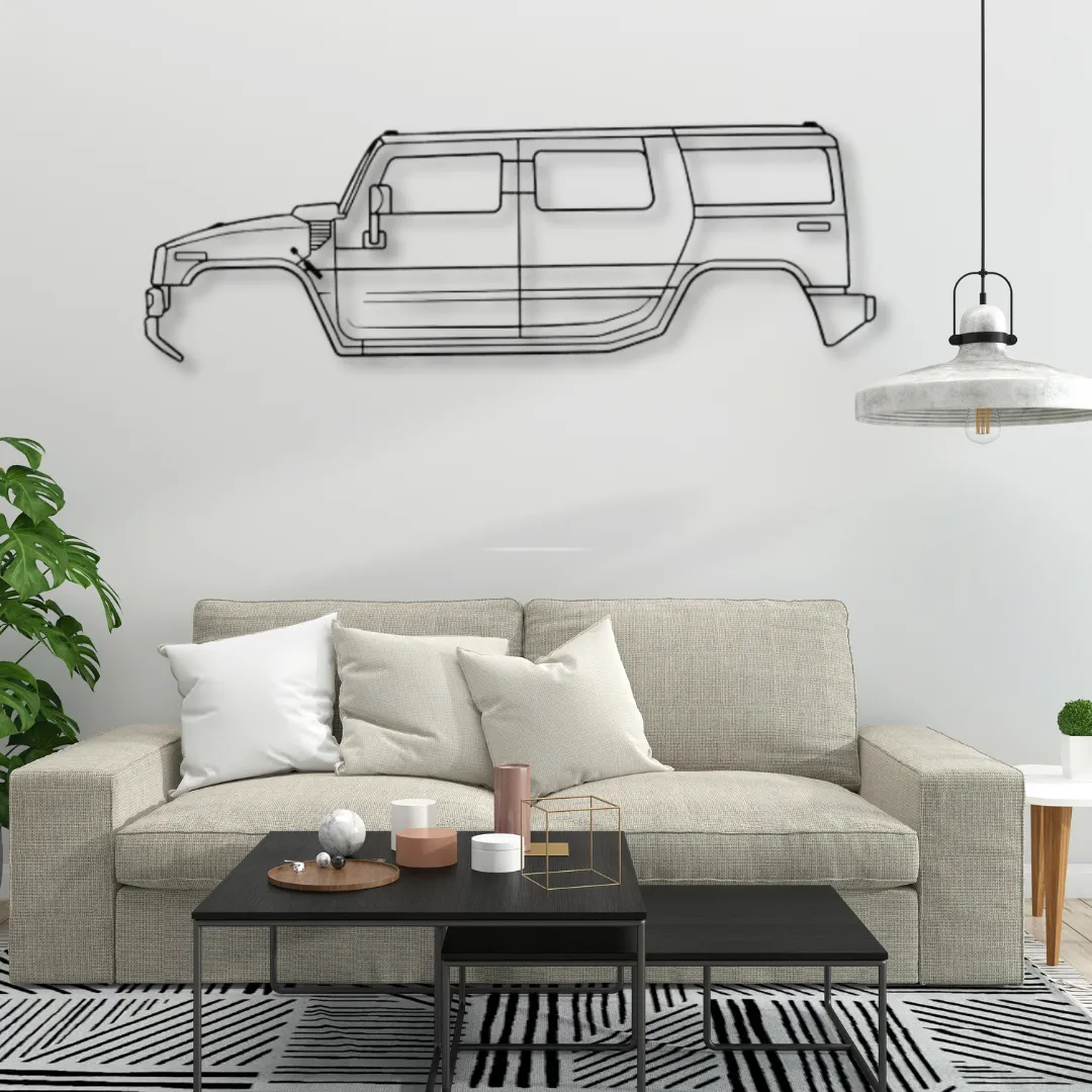 Hummer Custom car metal art — Hummer outline in black metal