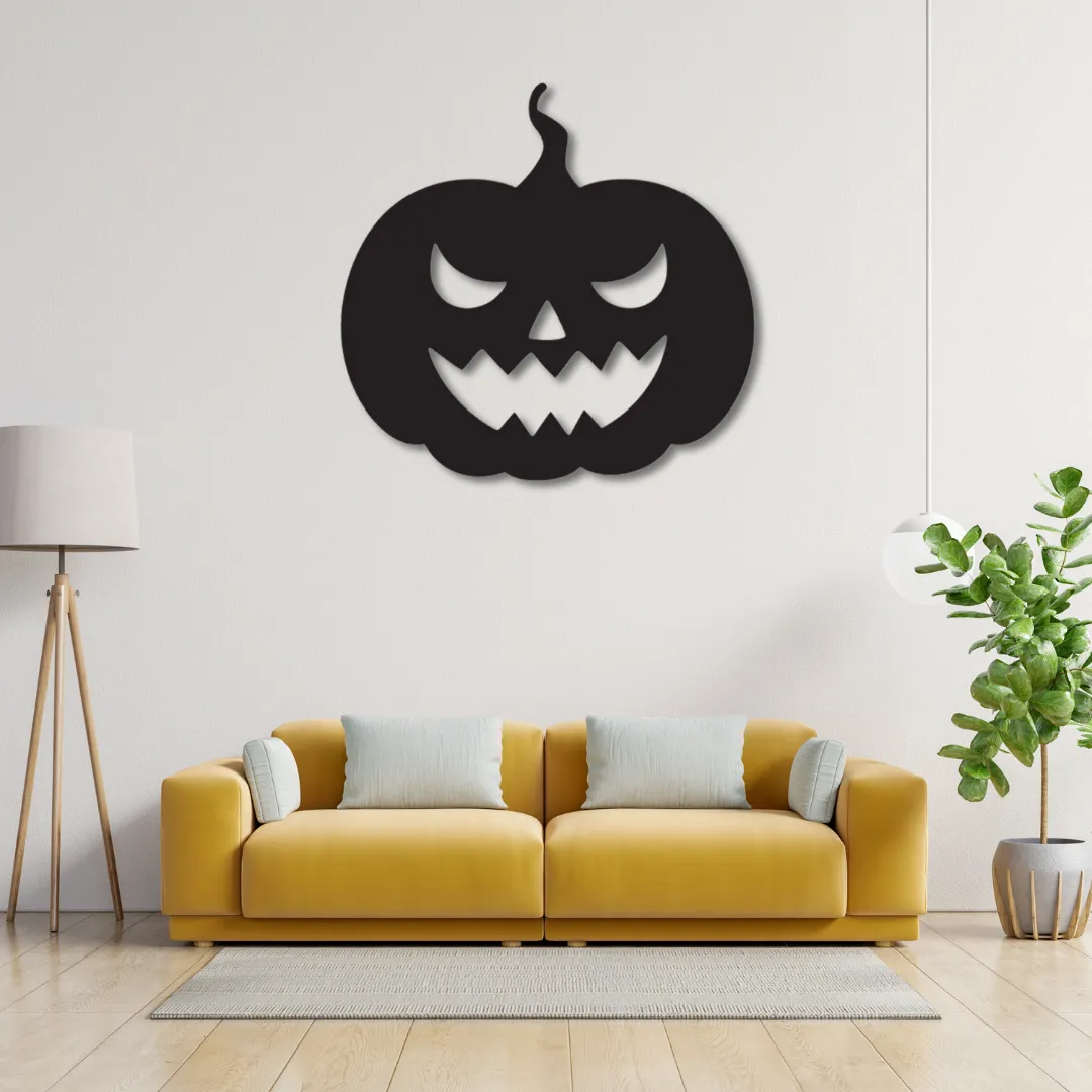 Pumpkin Fright Silhouette Scary jack-o’-lantern Halloween metal wall art