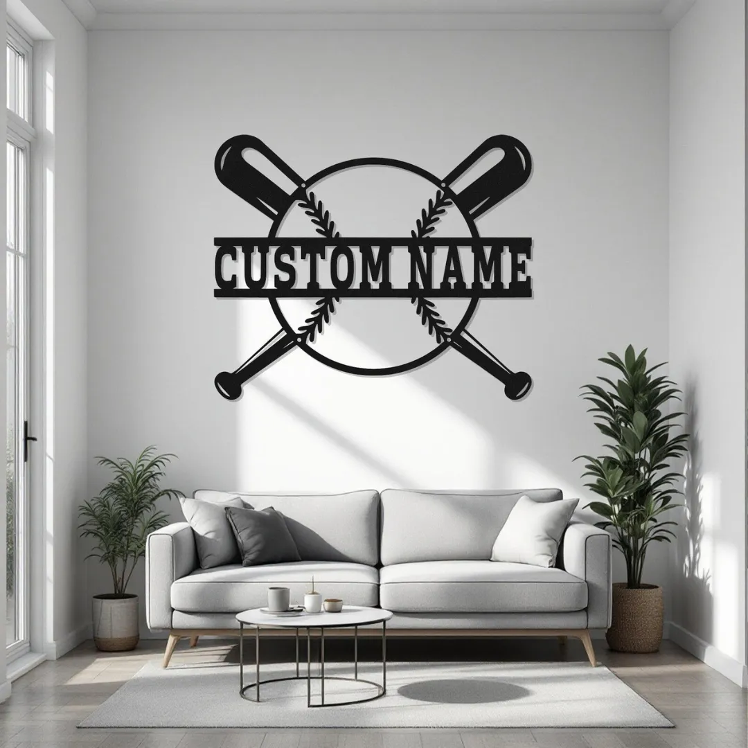 Custom Baseball Silhouette Personalized baseball wall décor with custom name