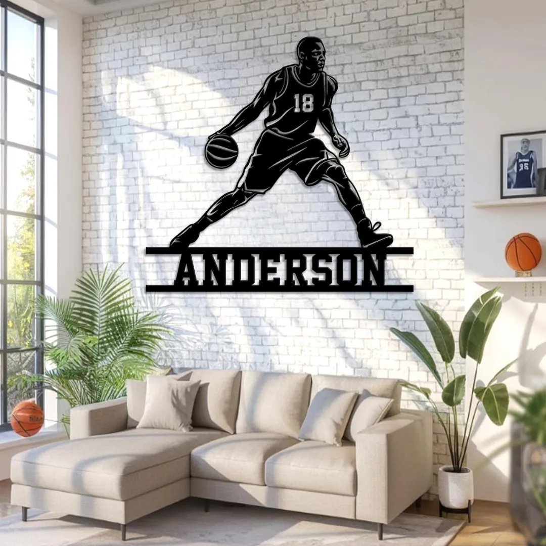 Custom Basketball Player Silhouette Custom basketball player silhouette metal wall art
