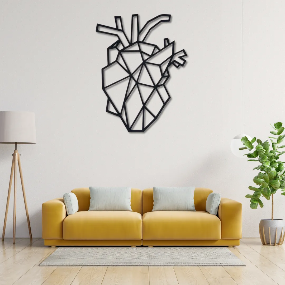 Geometric Heart Silhouette Geometric Heart Metal Wall Art – Modern Love Design