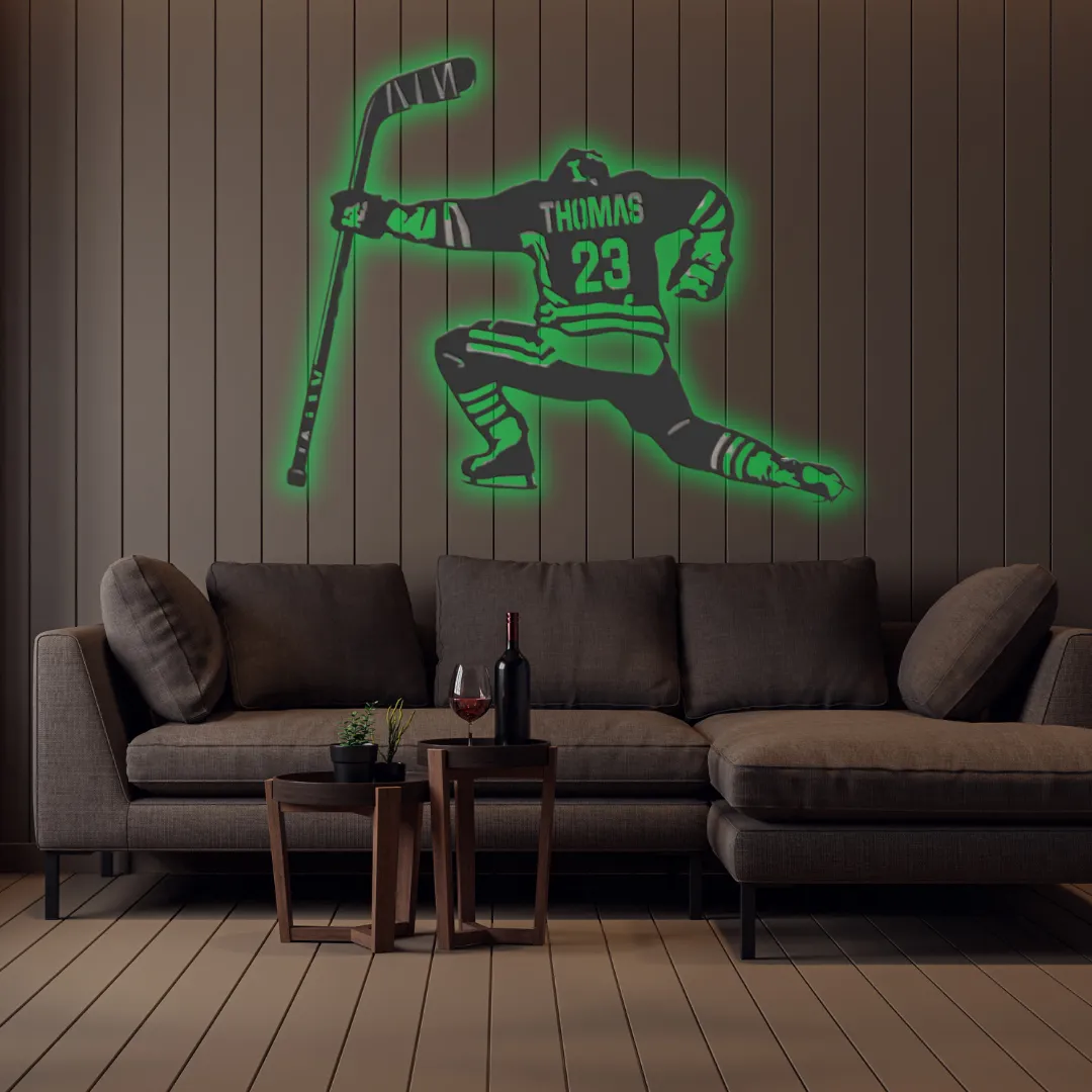 Green Custom Jersey Hockey Personalized Silhouette Personalized hockey wall hanging featuring custom name and number