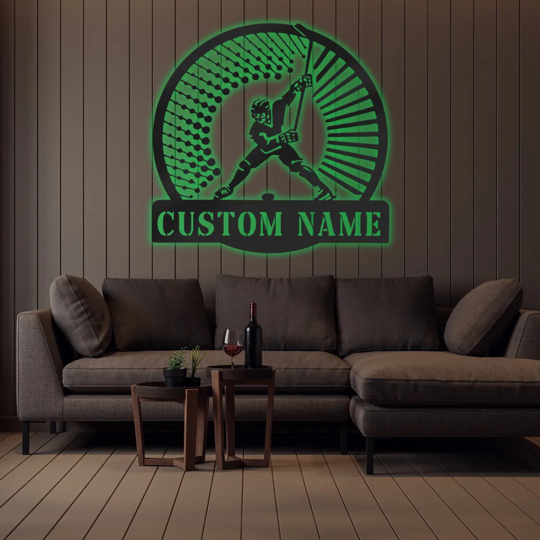 Green Power Shot Personalized Silhouette Sports-inspired metal wall hanging with custom text